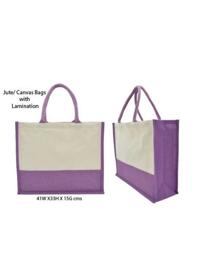 Fatio Set of 10 Jute Bags with Cream Canvas – Eco-Friendly Reusable Tote Bags - Image 3